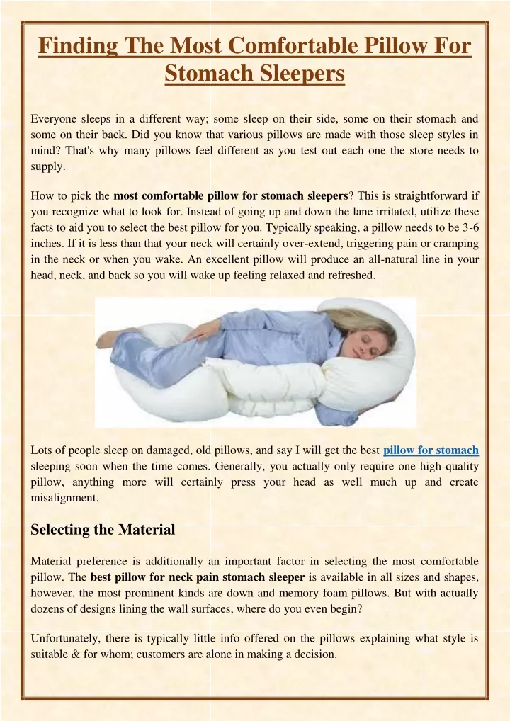 finding the most comfortable pillow for stomach