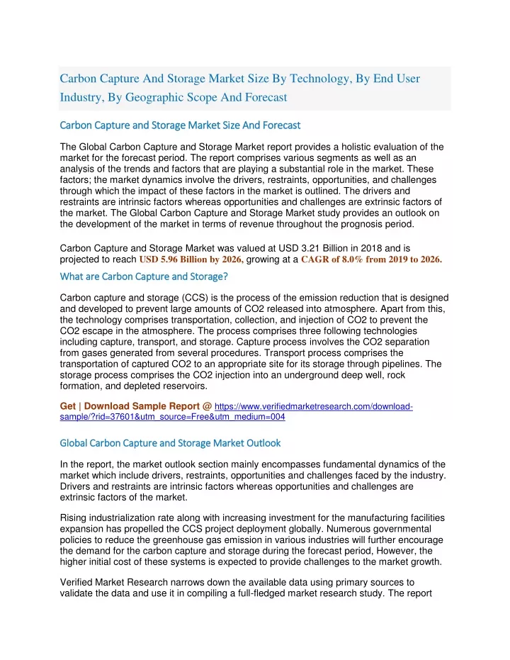 carbon capture and storage market size