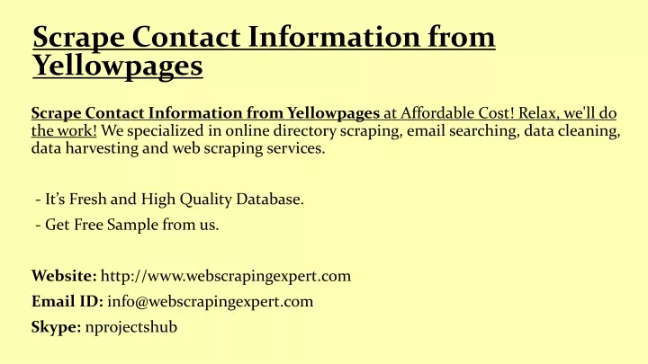 scrape contact information from yellowpages