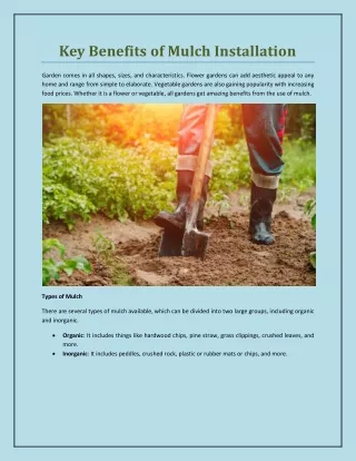 key benefits of mulch installation