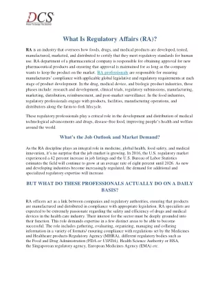 What Is Regulatory Affairs?