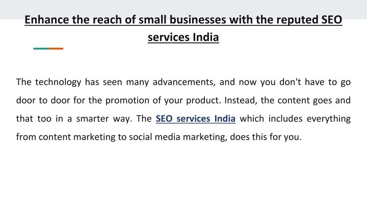 enhance the reach of small businesses with the reputed seo services india