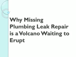 Why Missing Plumbing Leak Repair is a Volcano Waiting to Erupt