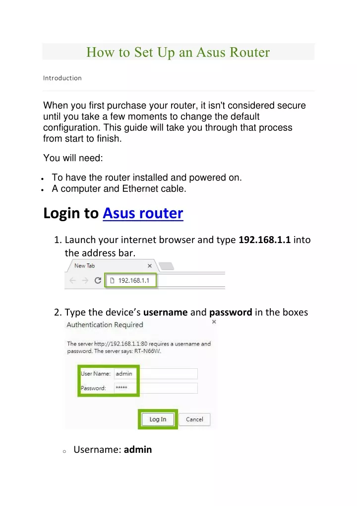 how to set up an asus router