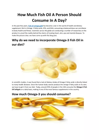How Much Fish Oil A Person Should Consume In A Day?