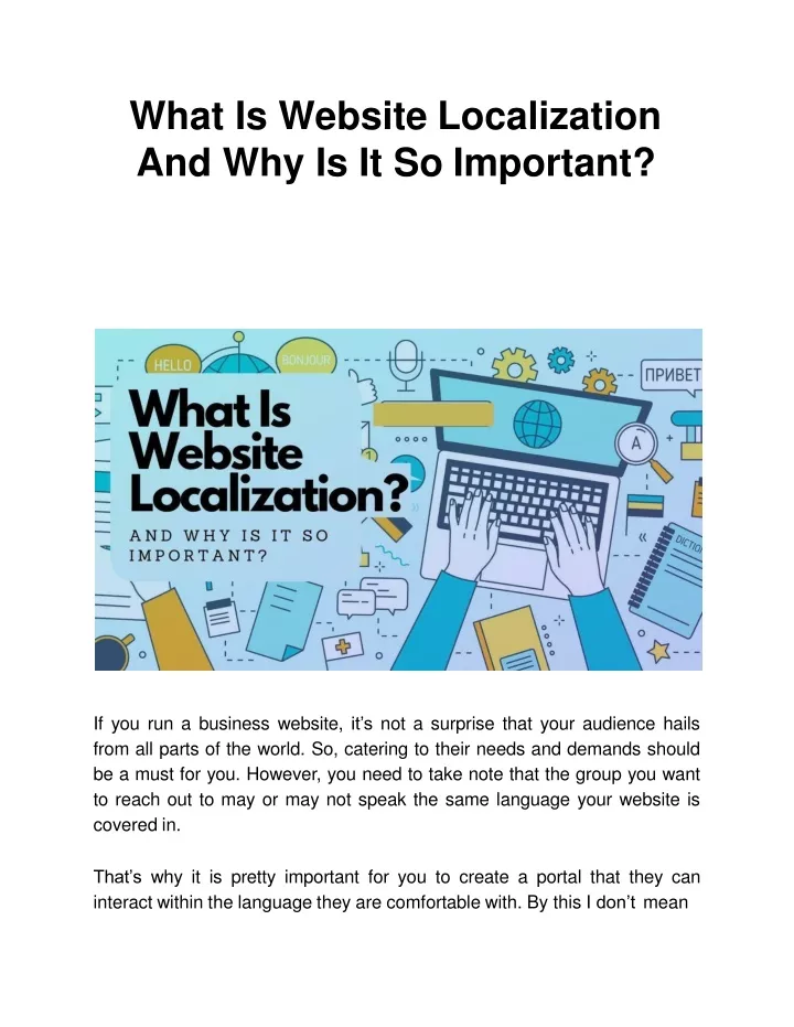 what is website localization and why is it so important