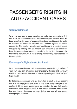 passenger s rights in auto accident cases