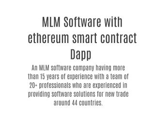 MLM Software with ethereum smart contract Dapp