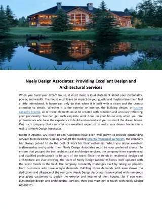 neely design associates providing excellent