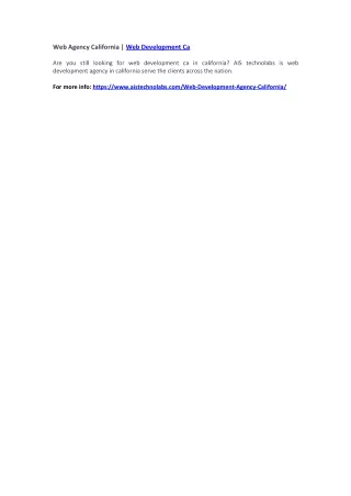 web agency california web development ca