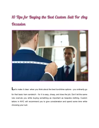 10 Tips For Buying The Best Custom Suit For Any Occasion