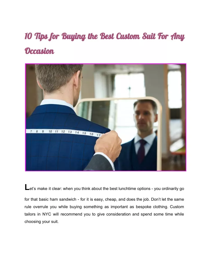 10 tips for buying the best custom suit for any