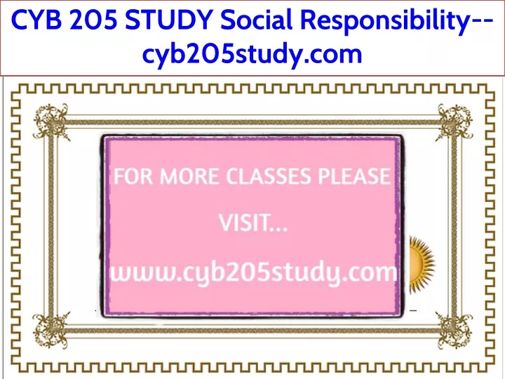 cyb 205 study social responsibility cyb205study