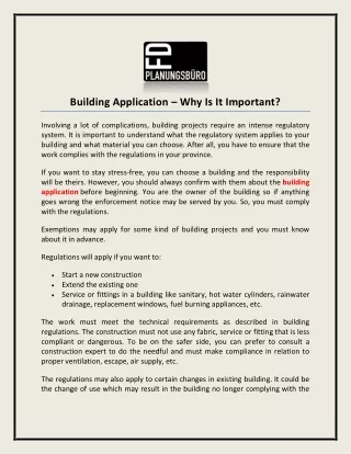 building application why is it important