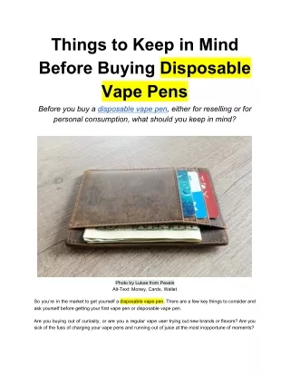 Things to Keep In Mind Before Buying Disposable Vape Pens