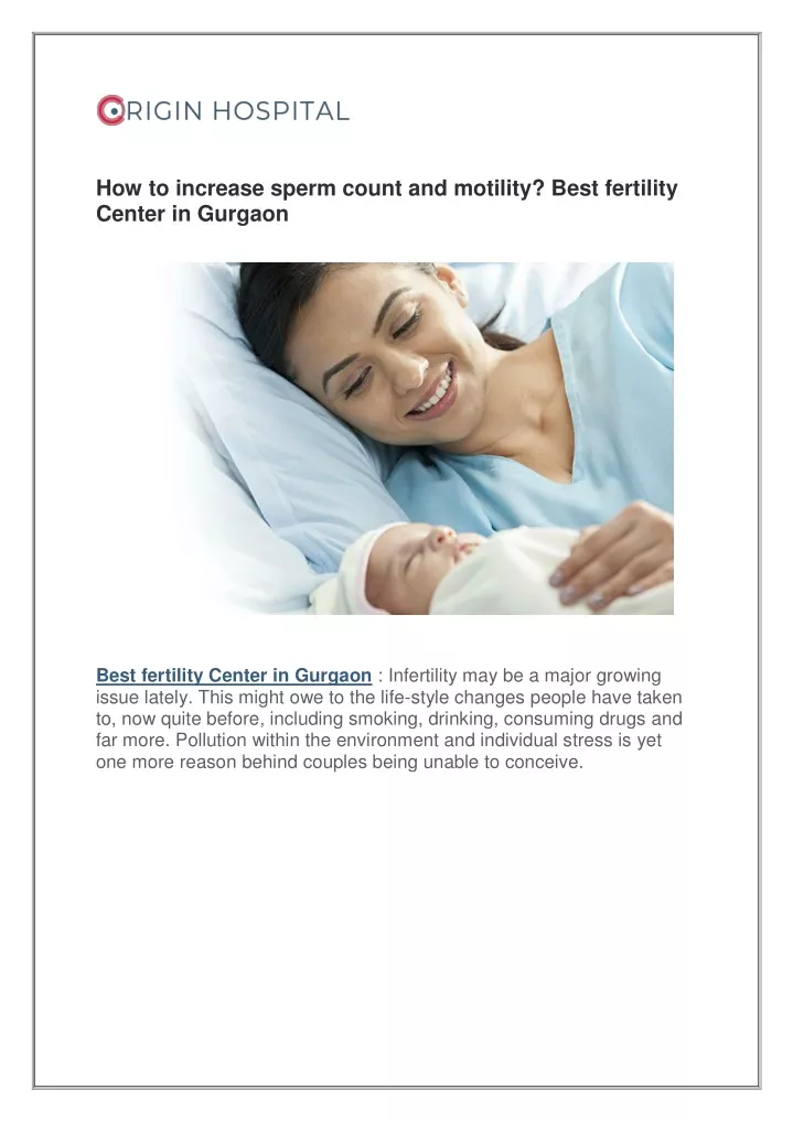 how to increase sperm count and motility best