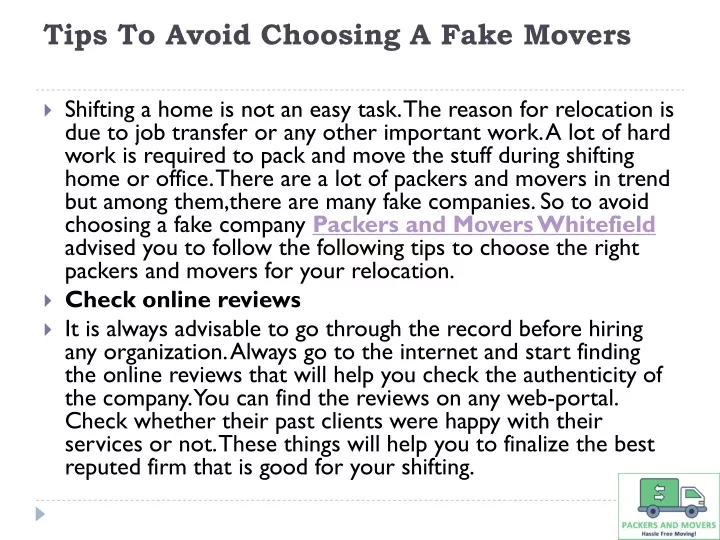 tips to avoid choosing a fake movers