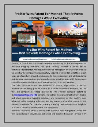 ProStar Wins Patent For Method That Prevents Damages While Excavating