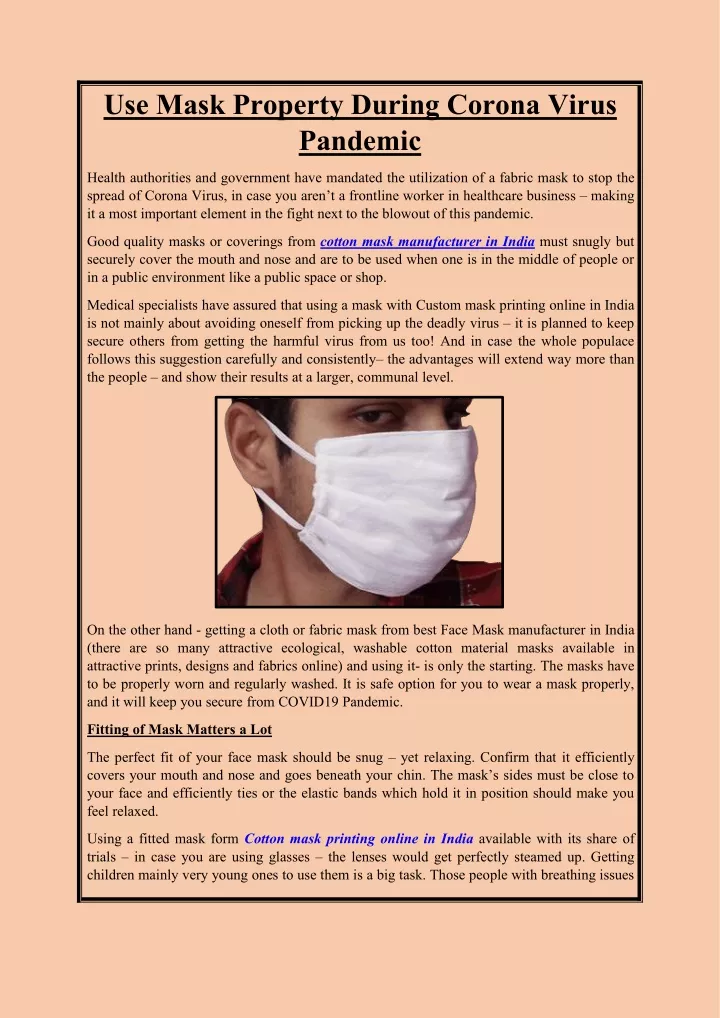 use mask property during corona virus pandemic
