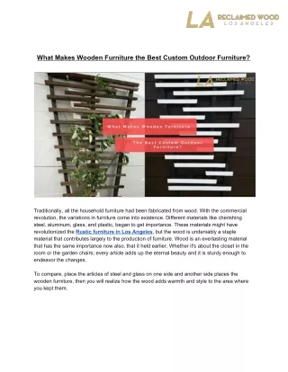 What Makes Wooden Furniture the Best Custom Outdoor Furniture?