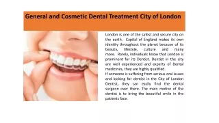 General and Cosmetic Dental Treatment City of London