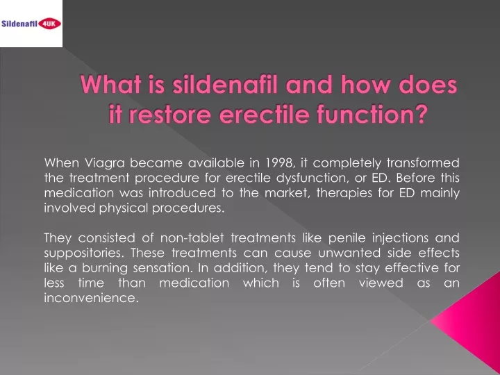 what is sildenafil and how does it restore erectile function