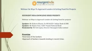 webinar on ways to approach lenders getting fund