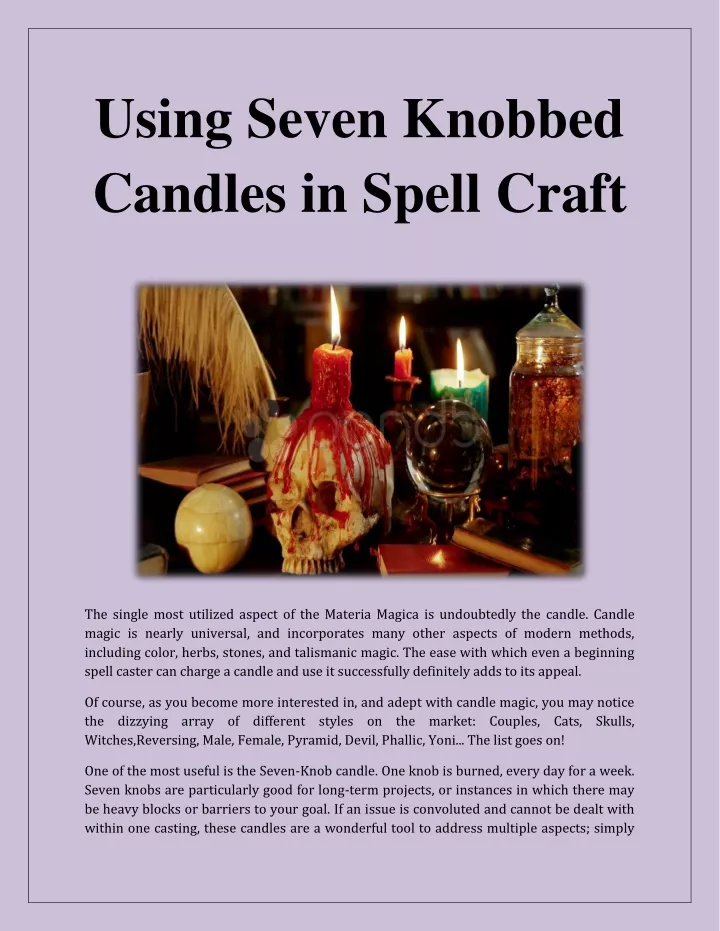 using seven knobbed candles in spell craft