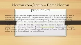 Norton.com/setup - Enter Norton product key - Norton Setup