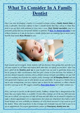 what to consider in a family dentist