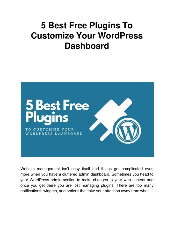 5 best free plugins to customize your wordpress dashboard