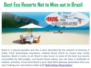 Best Eco Resorts Not to Miss out in Brazil