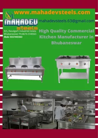 High Quality Commercial Kitchen Manufacturer in Bhubaneswar