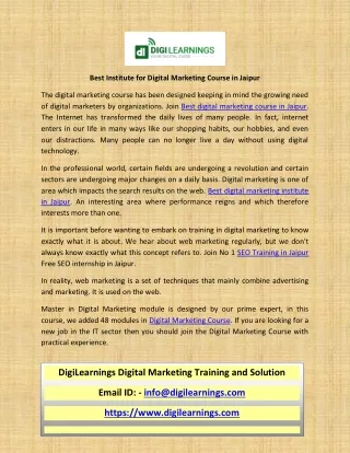 best institute for digital marketing course