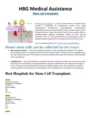 Stem Cell Transplant & Cost | HBG Medical Assistance