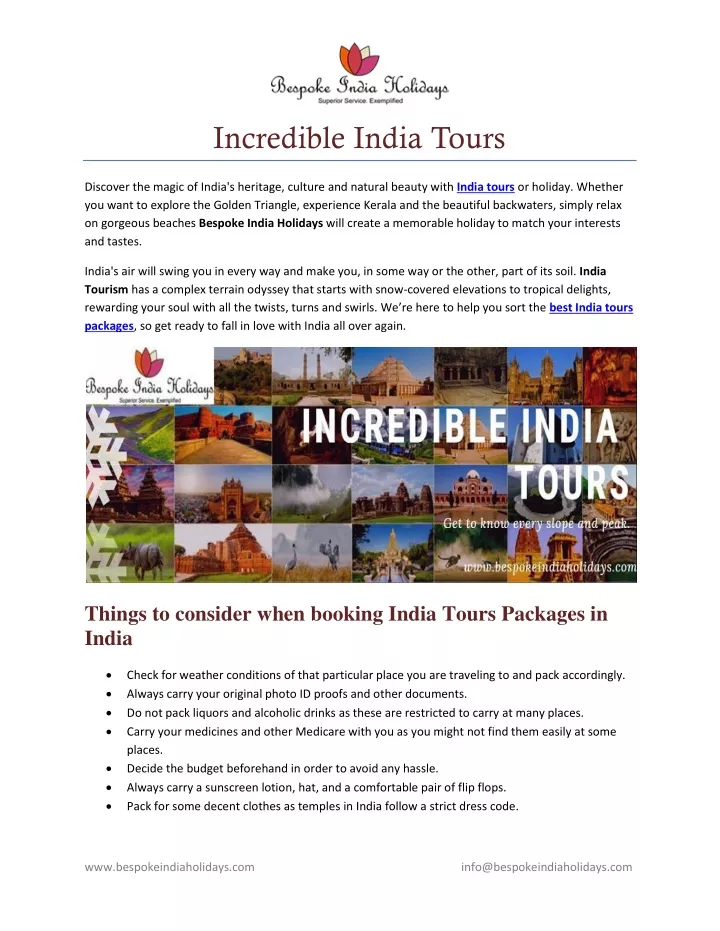 incredible india tours