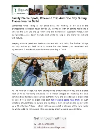 Family Outing Picnic Spots, Places & Weekend Trip Near Delhi