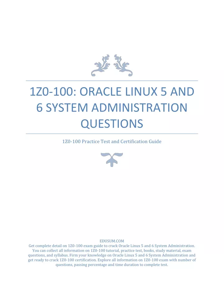 1z0 100 oracle linux 5 and 6 system
