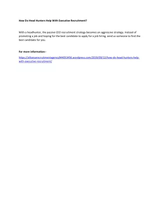 how do head hunters help with executive