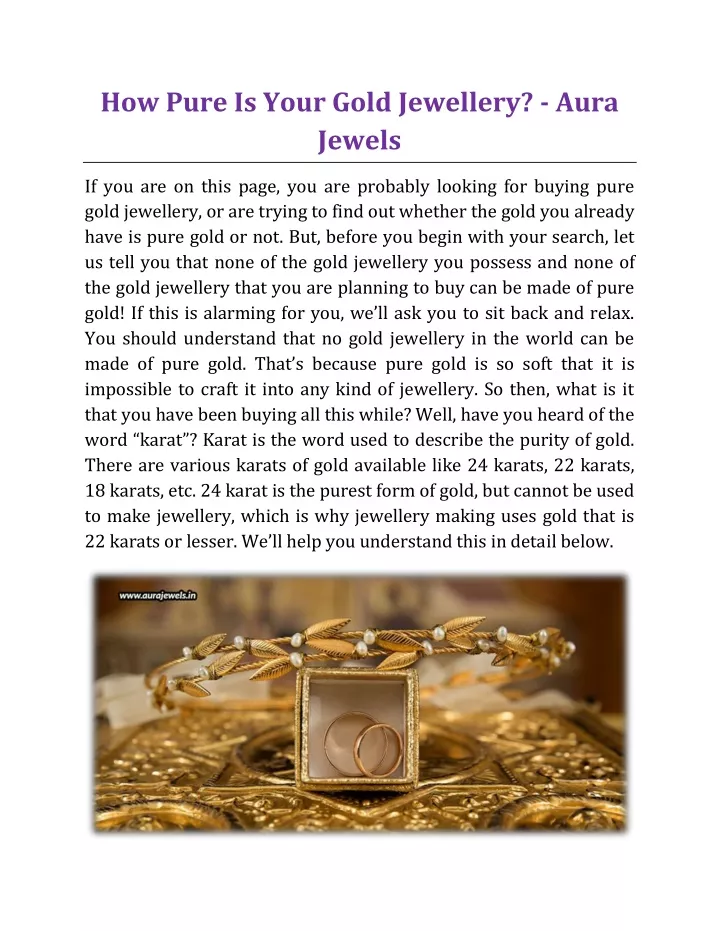 how pure is your gold jewellery aura jewels