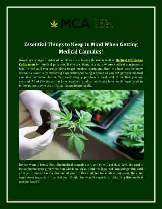 Essential Things to Keep in Mind When Getting Medical Cannabis!