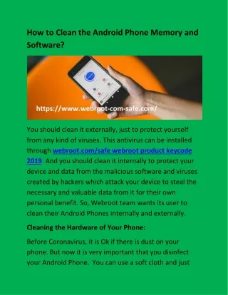 how to clean the android phone memory and software