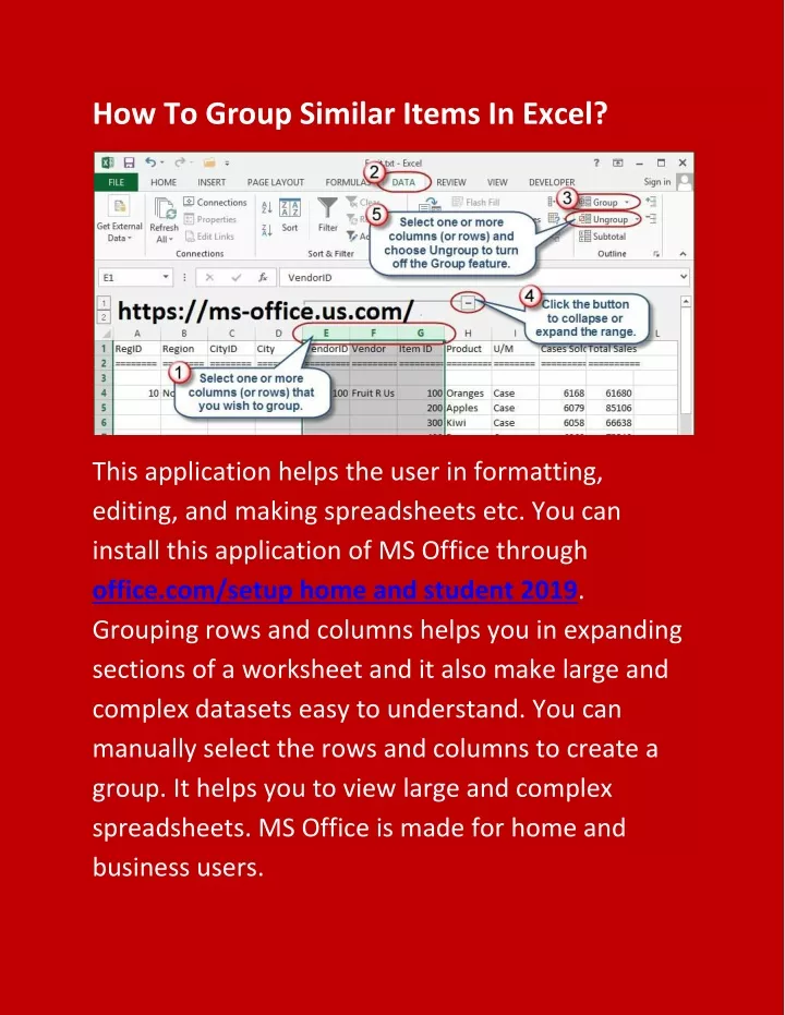 how to group similar items in excel