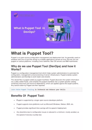 What is puppet Tool in DevOps| Benefits|Techenoid