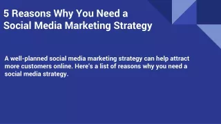 5 Reasons Why You Need a Social Media Marketing Strategy