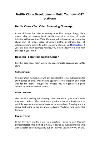 netflix clone development build your
