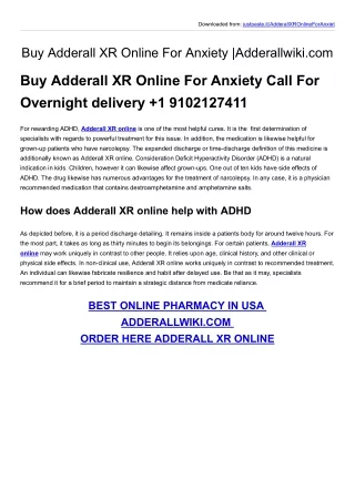 Buy Adderall XR Online For Anxiety |Adderallwiki.com