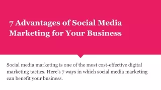 7 Advantages of Social Media Marketing for Your Business