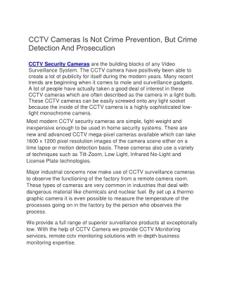 cctv cameras is not crime prevention but crime