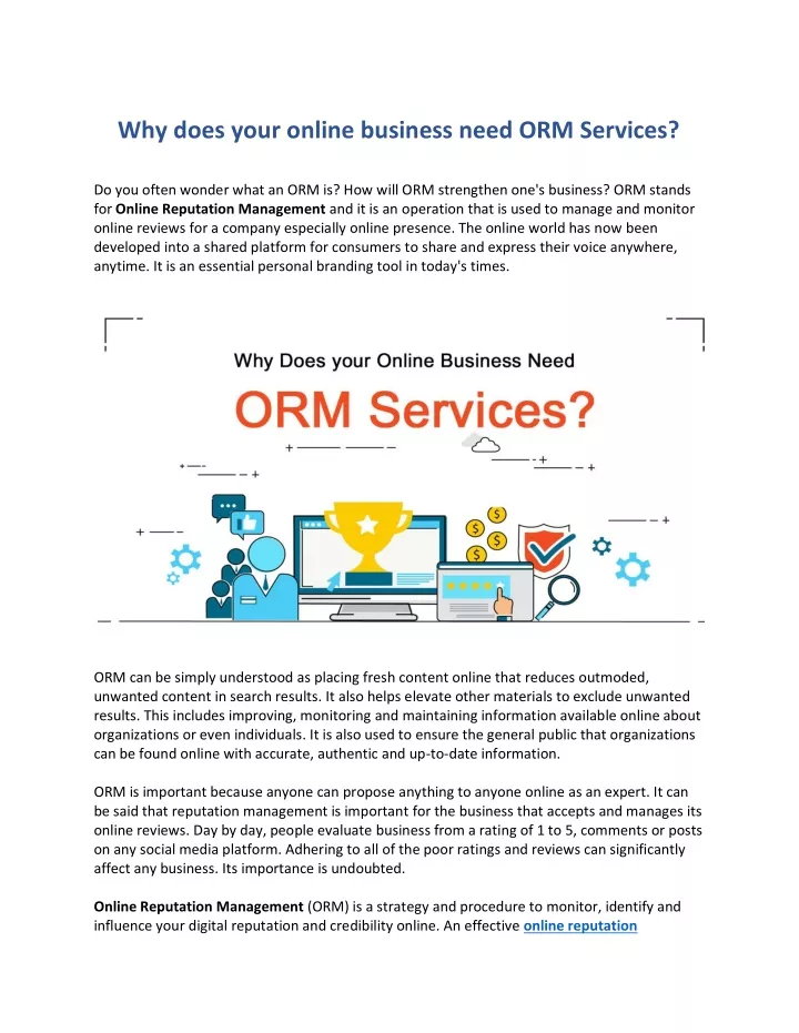 why does your online business need orm services